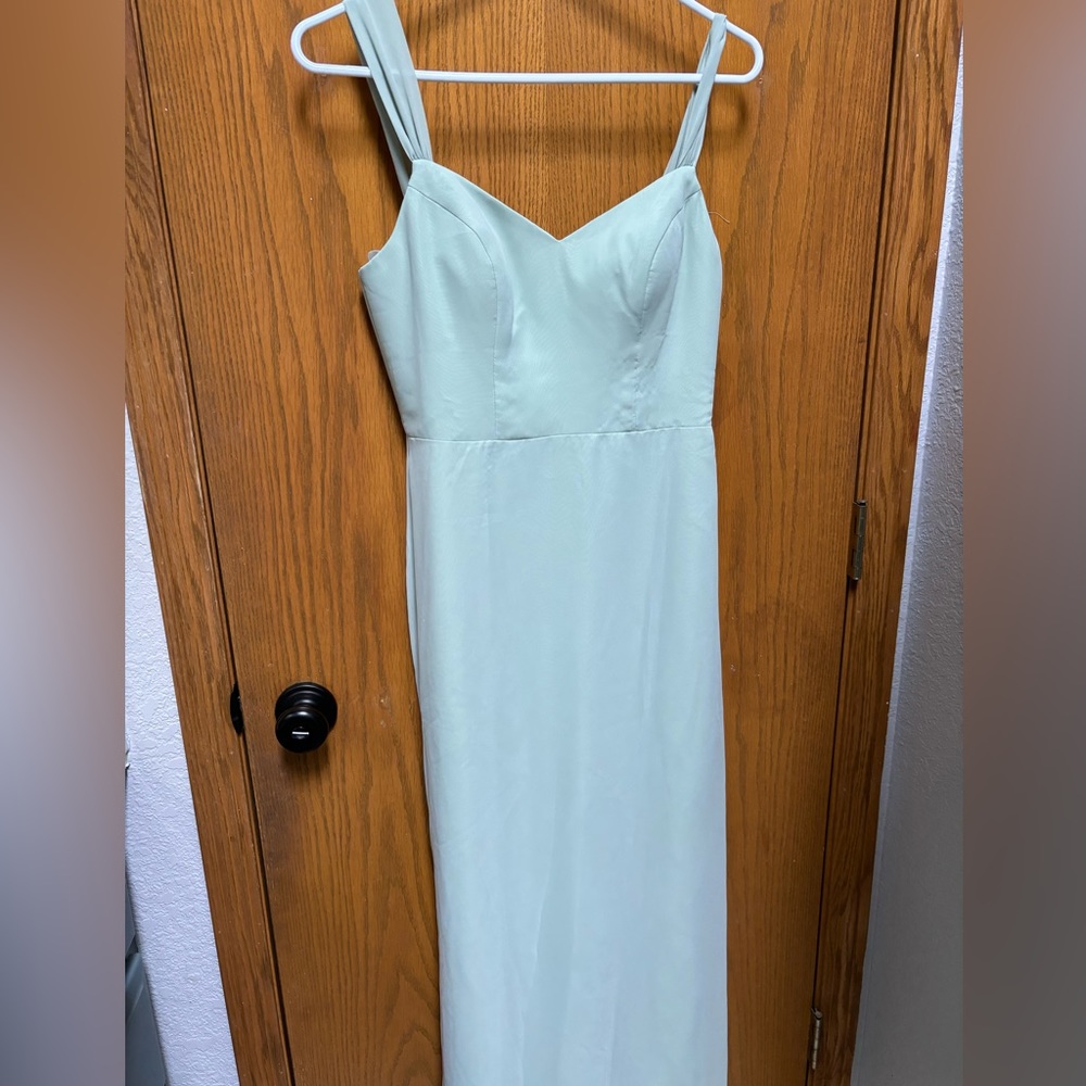 Azazie sage green bridesmaid dress